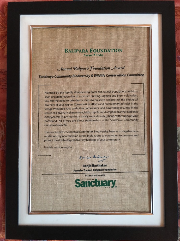 Annual Balipara Foundation Award 2016 for excellence in community conservation efforts. In association with Call of the Wild Sanctuary Asia.